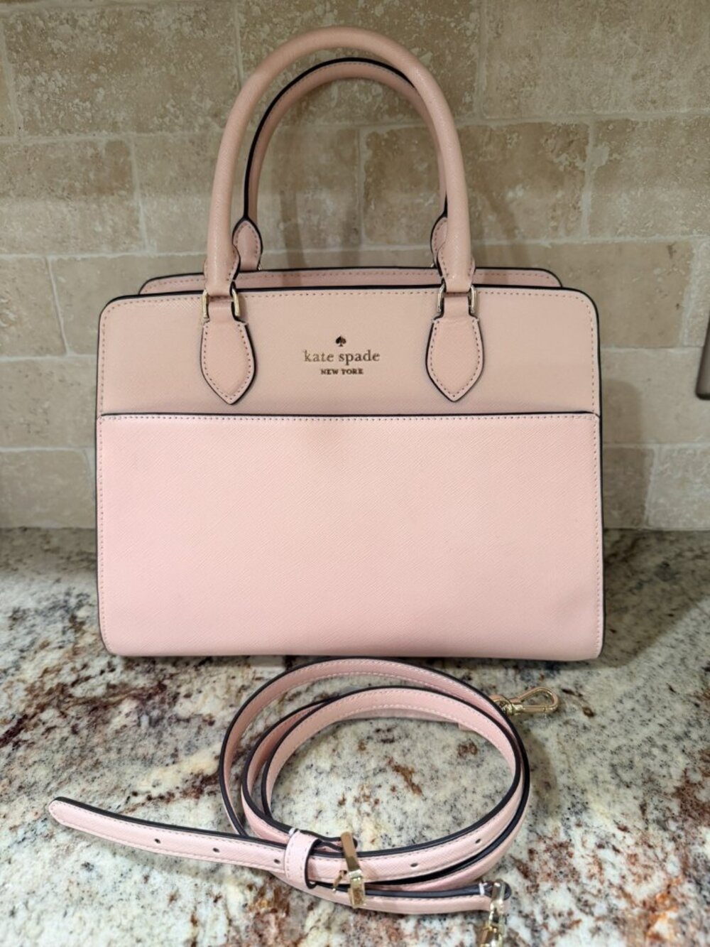 Kate Spade Madison Medium Saffiano Leather Satchel Conch Pink